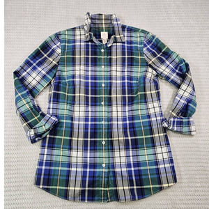J Crew Shirt Womens 4 The Boy Shirt Button Down Roll Tab Sleeve Plaid Casual